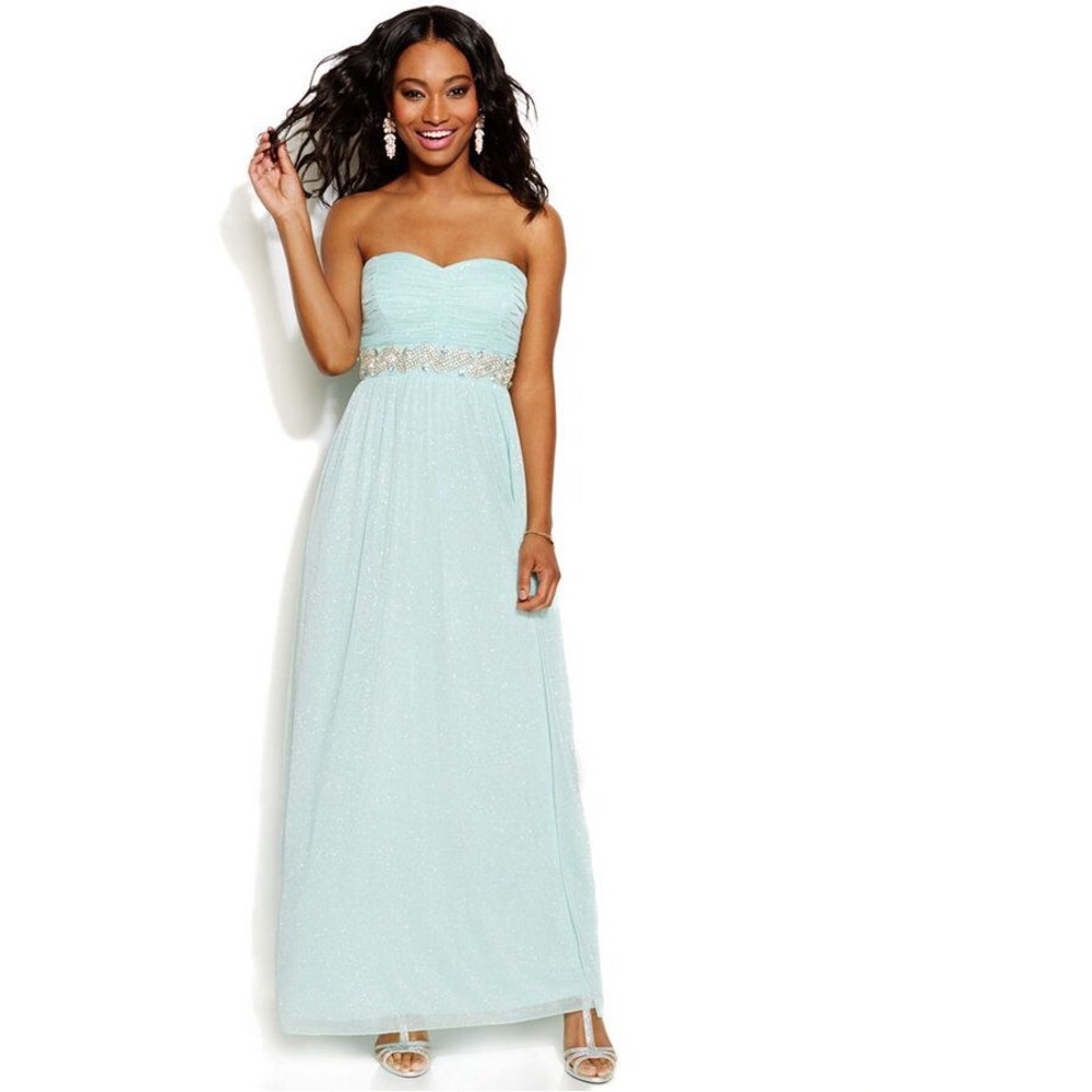 Trixxi Glittered Strapless Sequin Prom Dress